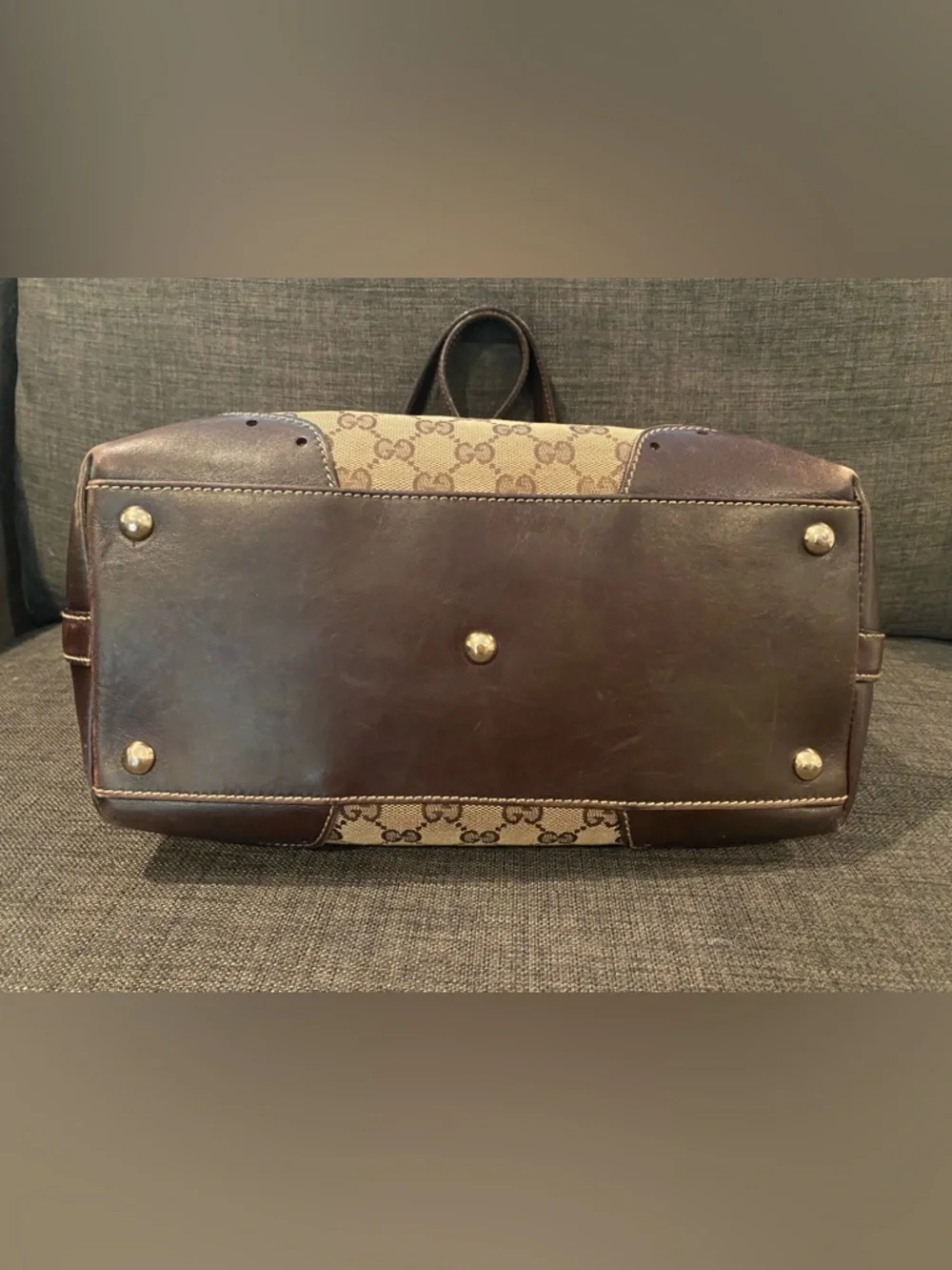 Gucci Beige GG Canvas Tote w/ Brown Leather & Gold Horsebit Hardware. Classic ❤️ - Picture 6 of 12
